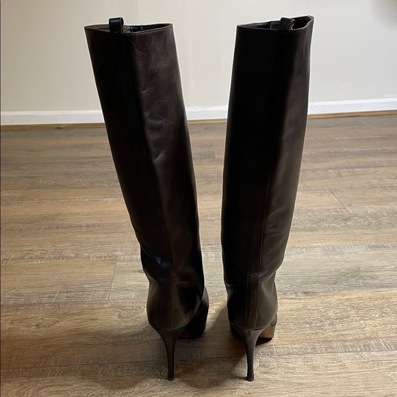 Yves Saint Laurent YSL Brown Tribute platform knee High Heeled Leather Boots 40 - Picture 5 of 17